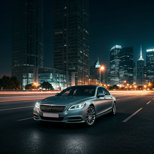 Luxury chauffeur-driven car in daylight